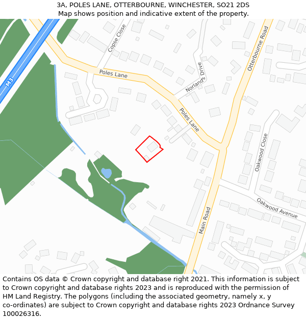 3A, POLES LANE, OTTERBOURNE, WINCHESTER, SO21 2DS: Location map and indicative extent of plot
