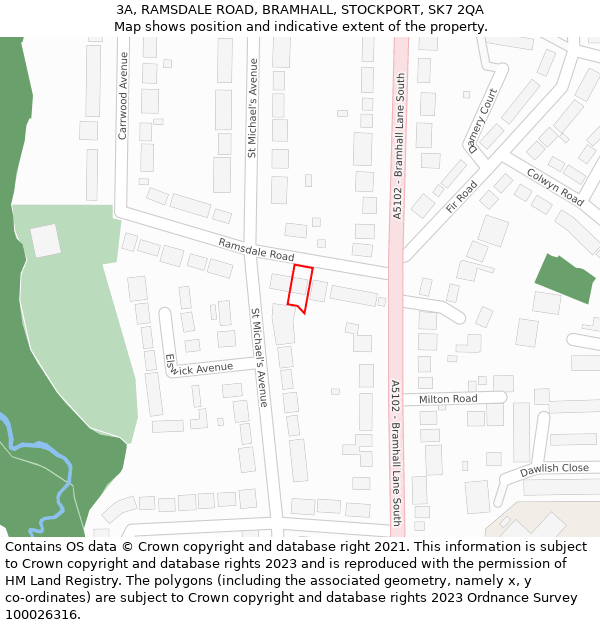 3A, RAMSDALE ROAD, BRAMHALL, STOCKPORT, SK7 2QA: Location map and indicative extent of plot