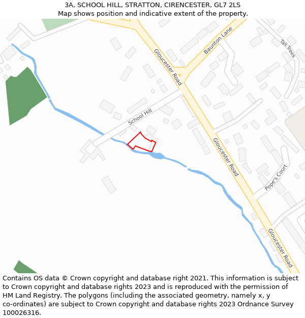 3A, SCHOOL HILL, STRATTON, CIRENCESTER, GL7 2LS: Location map and indicative extent of plot