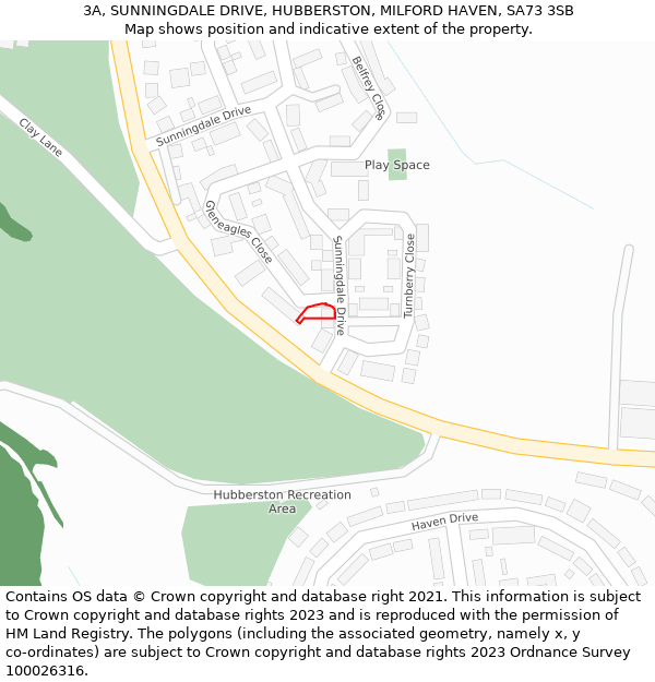 3A, SUNNINGDALE DRIVE, HUBBERSTON, MILFORD HAVEN, SA73 3SB: Location map and indicative extent of plot