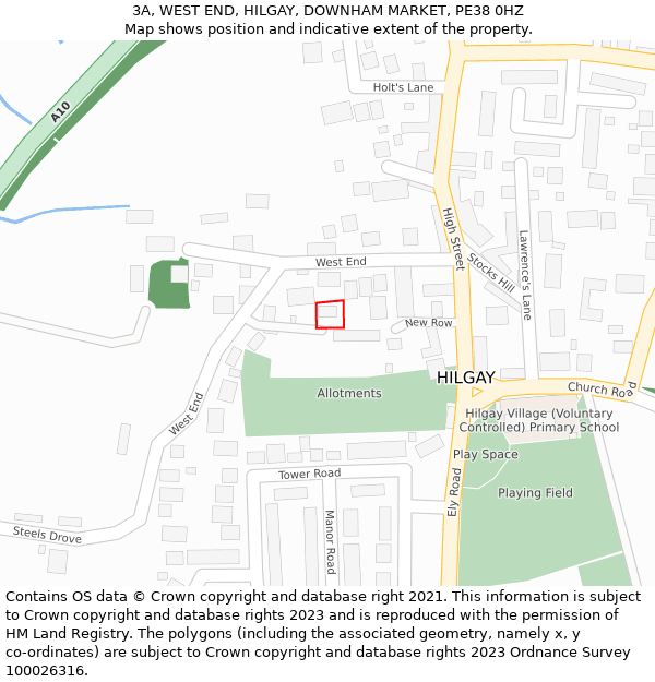 3A, WEST END, HILGAY, DOWNHAM MARKET, PE38 0HZ: Location map and indicative extent of plot