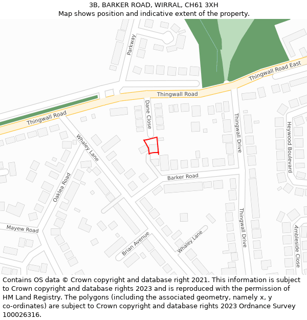 3B, BARKER ROAD, WIRRAL, CH61 3XH: Location map and indicative extent of plot