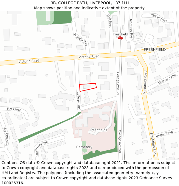 3B, COLLEGE PATH, LIVERPOOL, L37 1LH: Location map and indicative extent of plot