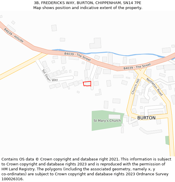 3B, FREDERICKS WAY, BURTON, CHIPPENHAM, SN14 7PE: Location map and indicative extent of plot