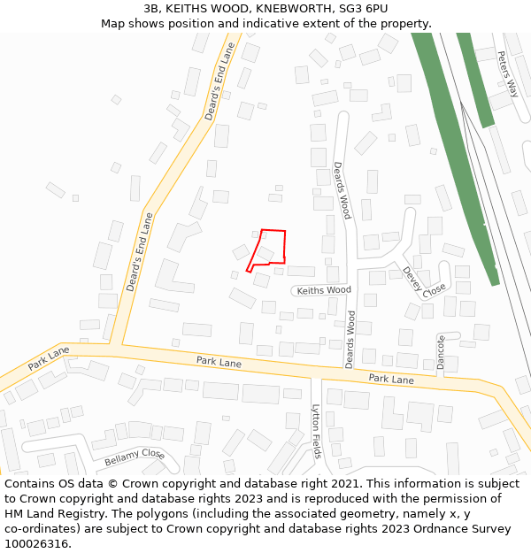 3B, KEITHS WOOD, KNEBWORTH, SG3 6PU: Location map and indicative extent of plot