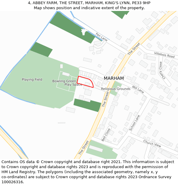 4, ABBEY FARM, THE STREET, MARHAM, KING'S LYNN, PE33 9HP: Location map and indicative extent of plot