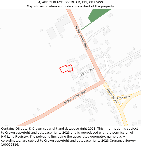 4, ABBEY PLACE, FORDHAM, ELY, CB7 5WS: Location map and indicative extent of plot