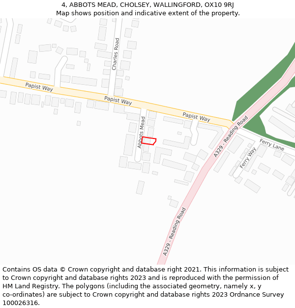 4, ABBOTS MEAD, CHOLSEY, WALLINGFORD, OX10 9RJ: Location map and indicative extent of plot