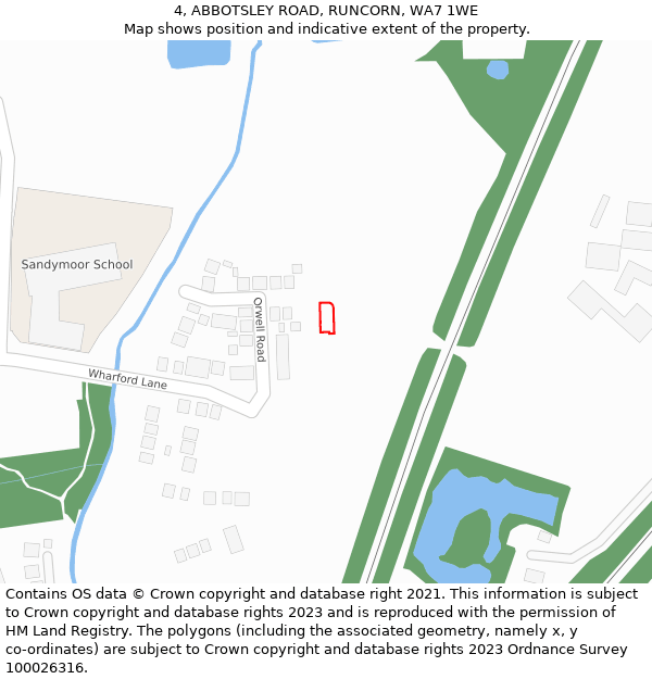 4, ABBOTSLEY ROAD, RUNCORN, WA7 1WE: Location map and indicative extent of plot