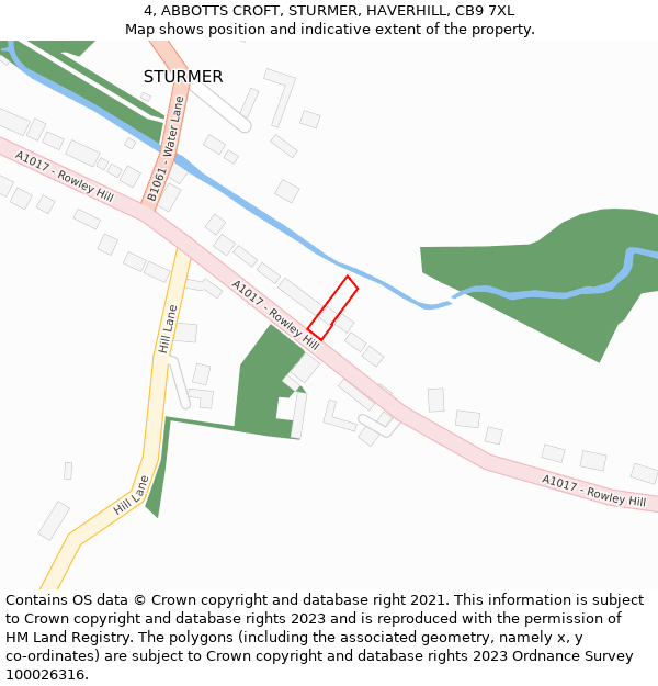 4, ABBOTTS CROFT, STURMER, HAVERHILL, CB9 7XL: Location map and indicative extent of plot