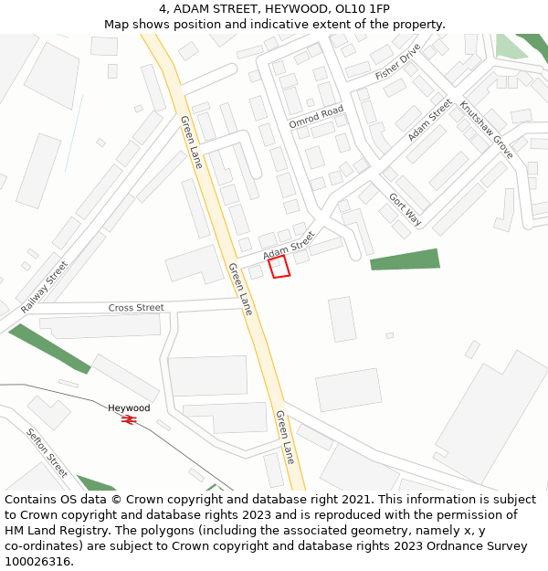 4, ADAM STREET, HEYWOOD, OL10 1FP: Location map and indicative extent of plot