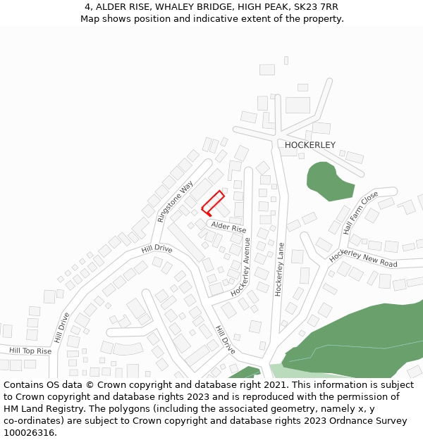 4, ALDER RISE, WHALEY BRIDGE, HIGH PEAK, SK23 7RR: Location map and indicative extent of plot