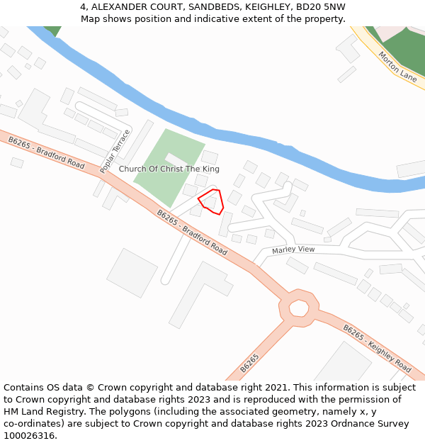 4, ALEXANDER COURT, SANDBEDS, KEIGHLEY, BD20 5NW: Location map and indicative extent of plot