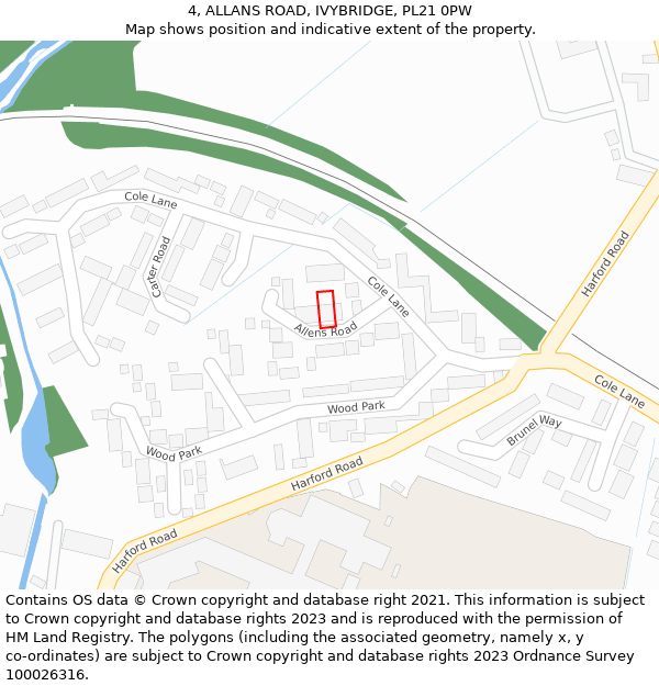 4, ALLANS ROAD, IVYBRIDGE, PL21 0PW: Location map and indicative extent of plot