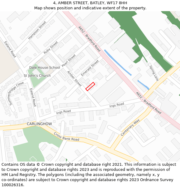 4, AMBER STREET, BATLEY, WF17 8HH: Location map and indicative extent of plot