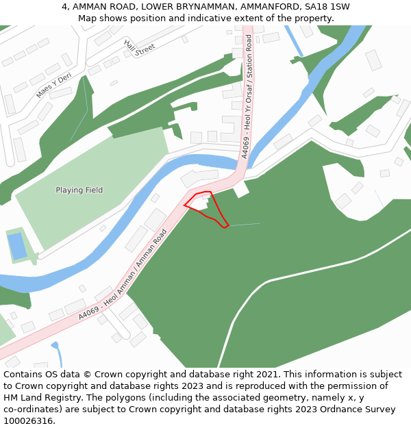 4, AMMAN ROAD, LOWER BRYNAMMAN, AMMANFORD, SA18 1SW: Location map and indicative extent of plot