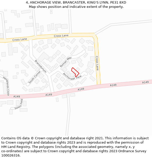 4, ANCHORAGE VIEW, BRANCASTER, KING'S LYNN, PE31 8XD: Location map and indicative extent of plot