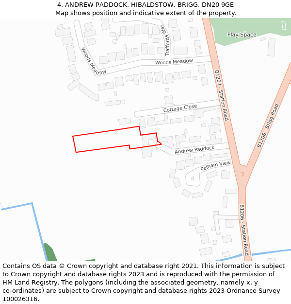 4, ANDREW PADDOCK, HIBALDSTOW, BRIGG, DN20 9GE: Location map and indicative extent of plot