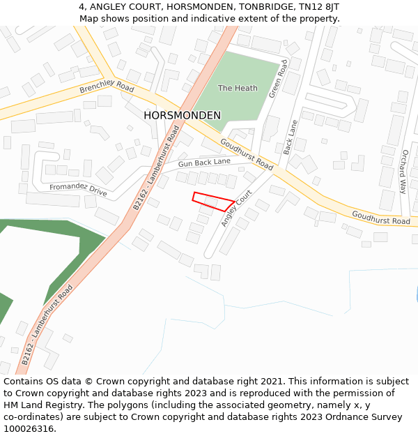 4, ANGLEY COURT, HORSMONDEN, TONBRIDGE, TN12 8JT: Location map and indicative extent of plot