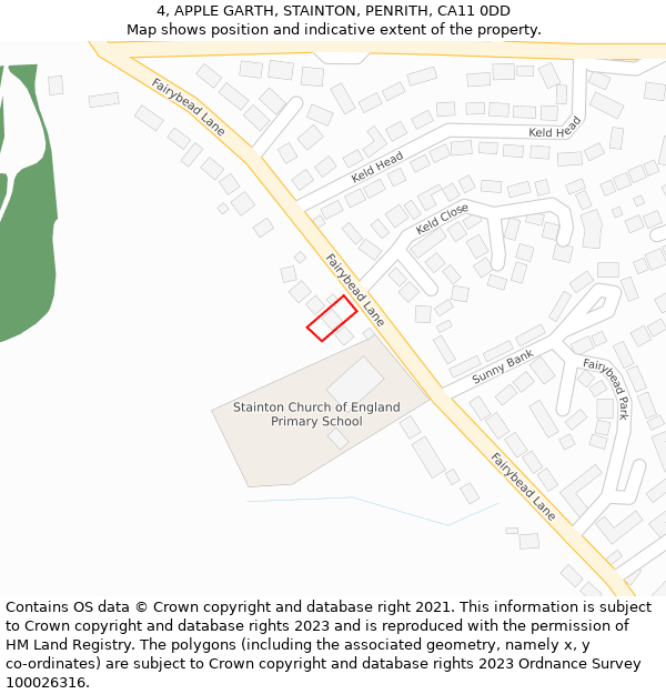 4, APPLE GARTH, STAINTON, PENRITH, CA11 0DD: Location map and indicative extent of plot