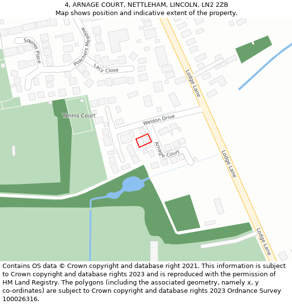 4, ARNAGE COURT, NETTLEHAM, LINCOLN, LN2 2ZB: Location map and indicative extent of plot