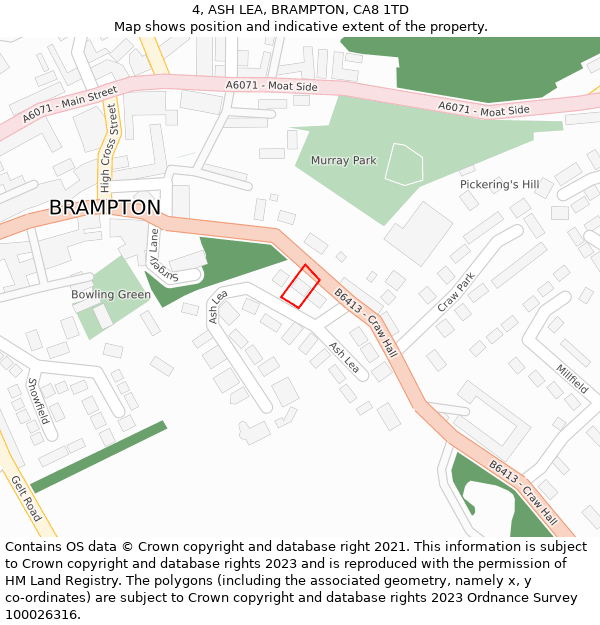 4, ASH LEA, BRAMPTON, CA8 1TD: Location map and indicative extent of plot