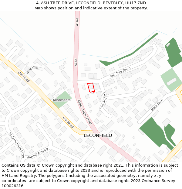 4, ASH TREE DRIVE, LECONFIELD, BEVERLEY, HU17 7ND: Location map and indicative extent of plot