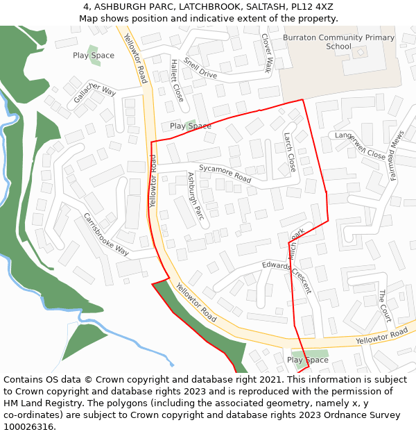 4, ASHBURGH PARC, LATCHBROOK, SALTASH, PL12 4XZ: Location map and indicative extent of plot