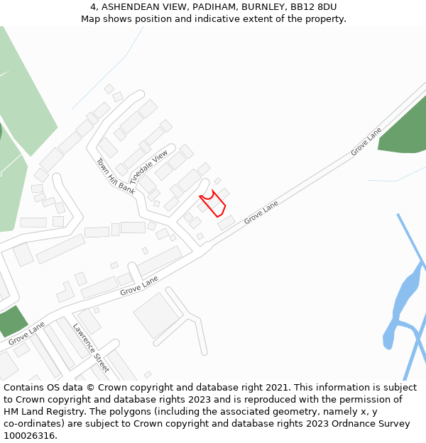 4, ASHENDEAN VIEW, PADIHAM, BURNLEY, BB12 8DU: Location map and indicative extent of plot