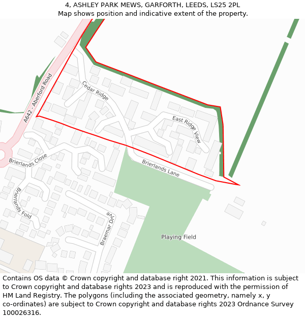 4, ASHLEY PARK MEWS, GARFORTH, LEEDS, LS25 2PL: Location map and indicative extent of plot