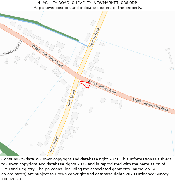 4, ASHLEY ROAD, CHEVELEY, NEWMARKET, CB8 9DP: Location map and indicative extent of plot