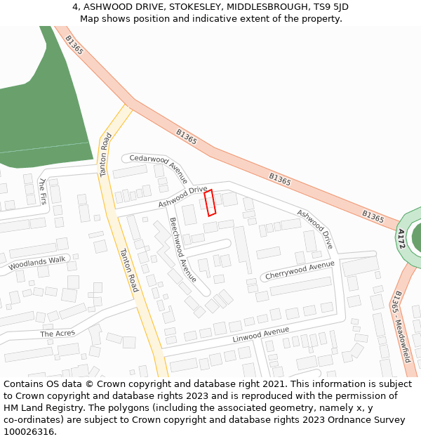 4, ASHWOOD DRIVE, STOKESLEY, MIDDLESBROUGH, TS9 5JD: Location map and indicative extent of plot