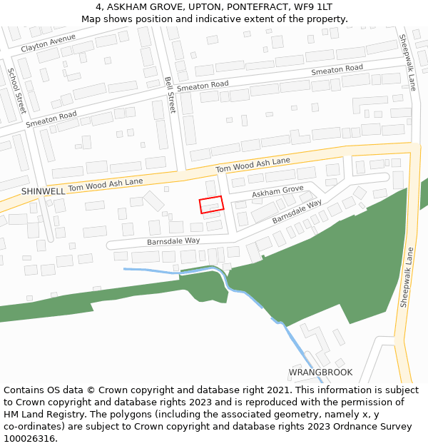 4, ASKHAM GROVE, UPTON, PONTEFRACT, WF9 1LT: Location map and indicative extent of plot