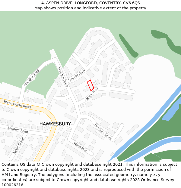 4, ASPEN DRIVE, LONGFORD, COVENTRY, CV6 6QS: Location map and indicative extent of plot