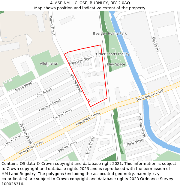 4, ASPINALL CLOSE, BURNLEY, BB12 0AQ: Location map and indicative extent of plot