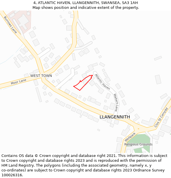 4, ATLANTIC HAVEN, LLANGENNITH, SWANSEA, SA3 1AH: Location map and indicative extent of plot