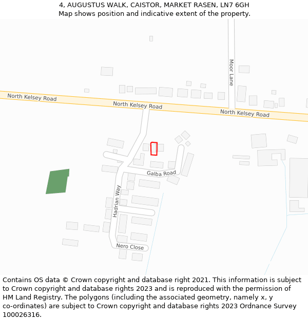 4, AUGUSTUS WALK, CAISTOR, MARKET RASEN, LN7 6GH: Location map and indicative extent of plot