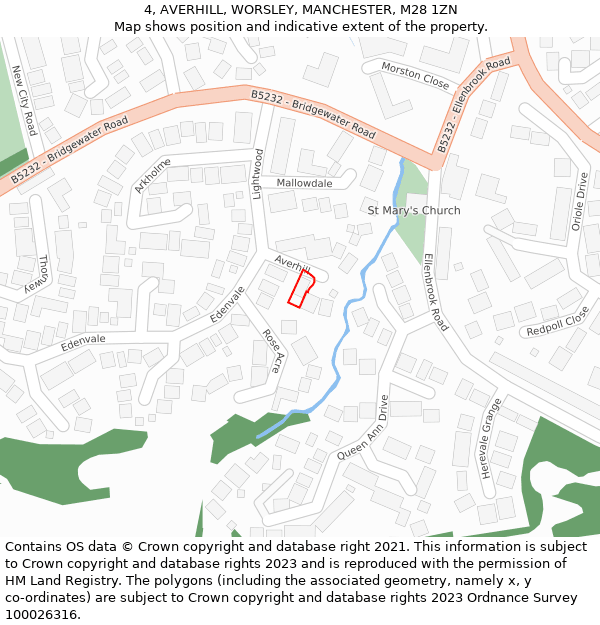 4, AVERHILL, WORSLEY, MANCHESTER, M28 1ZN: Location map and indicative extent of plot