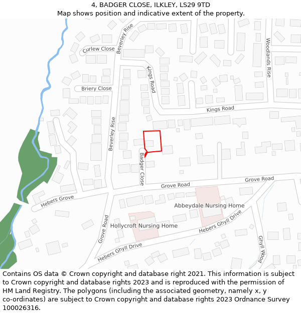 4, BADGER CLOSE, ILKLEY, LS29 9TD: Location map and indicative extent of plot