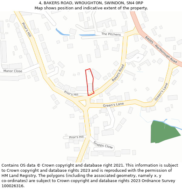 4, BAKERS ROAD, WROUGHTON, SWINDON, SN4 0RP: Location map and indicative extent of plot