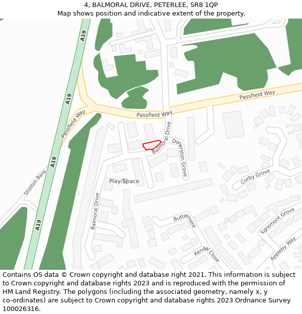 4, BALMORAL DRIVE, PETERLEE, SR8 1QP: Location map and indicative extent of plot