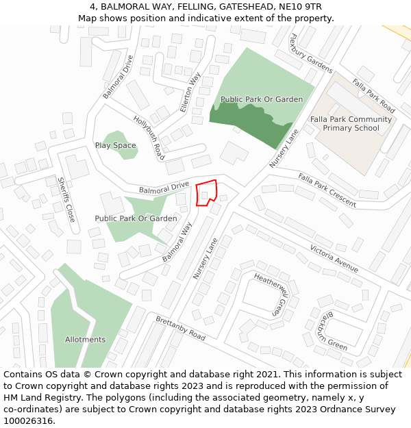 4, BALMORAL WAY, FELLING, GATESHEAD, NE10 9TR: Location map and indicative extent of plot