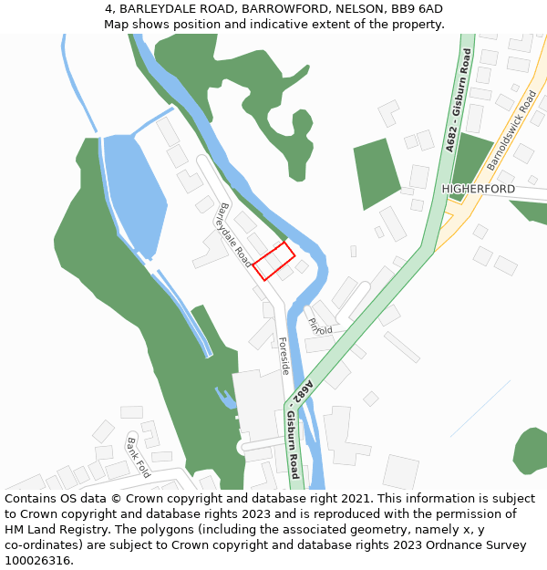 4, BARLEYDALE ROAD, BARROWFORD, NELSON, BB9 6AD: Location map and indicative extent of plot