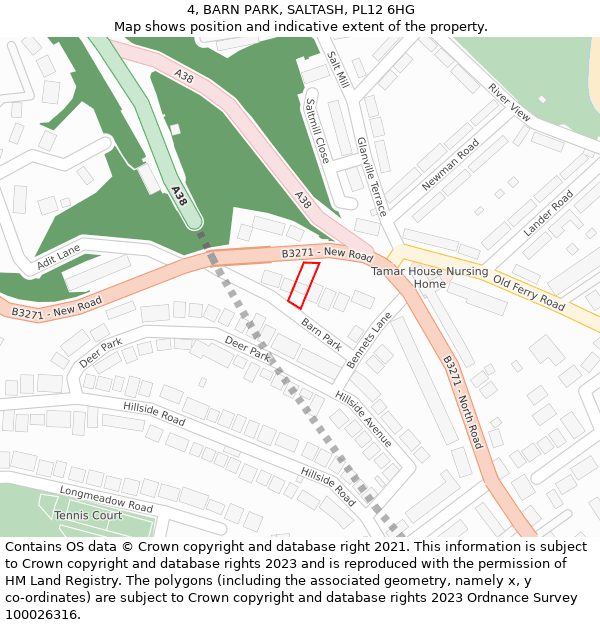 4, BARN PARK, SALTASH, PL12 6HG: Location map and indicative extent of plot