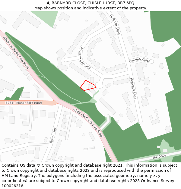4, BARNARD CLOSE, CHISLEHURST, BR7 6PQ: Location map and indicative extent of plot