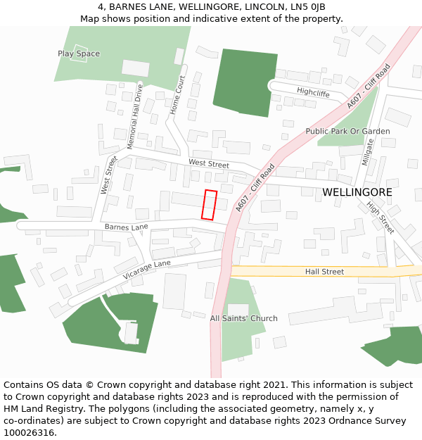 4, BARNES LANE, WELLINGORE, LINCOLN, LN5 0JB: Location map and indicative extent of plot