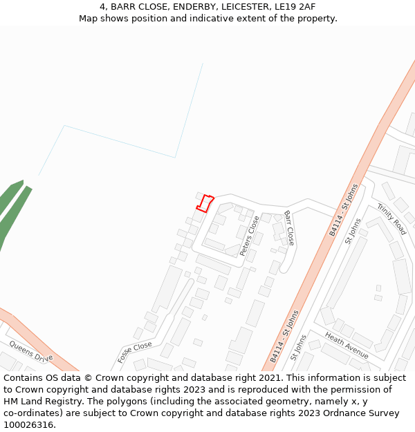 4, BARR CLOSE, ENDERBY, LEICESTER, LE19 2AF: Location map and indicative extent of plot