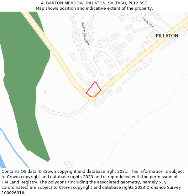 4, BARTON MEADOW, PILLATON, SALTASH, PL12 6SE: Location map and indicative extent of plot