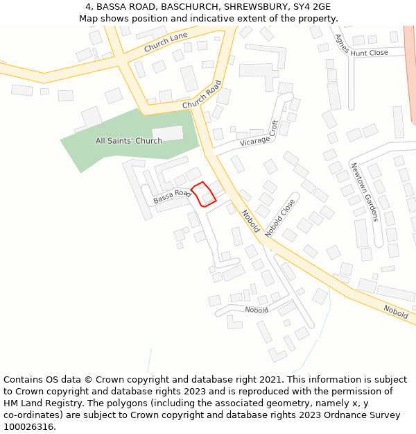 4, BASSA ROAD, BASCHURCH, SHREWSBURY, SY4 2GE: Location map and indicative extent of plot