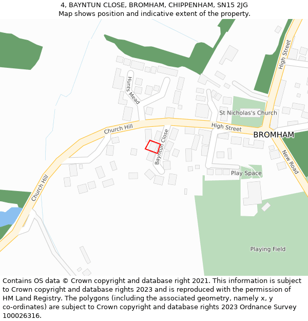 4, BAYNTUN CLOSE, BROMHAM, CHIPPENHAM, SN15 2JG: Location map and indicative extent of plot